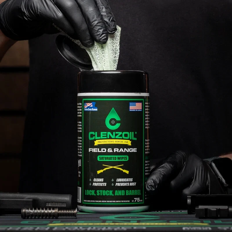 Clenzoil Field & Range Saturated Wipes 75 Pack 5x7" Gun Wipes Cleans Protects