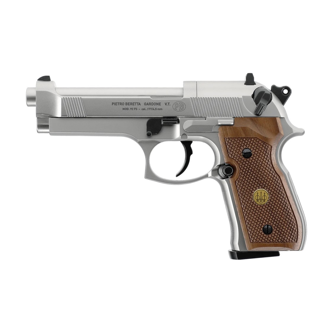 Umarex Beretta M92 FS Nickel with Wooden Grips .177 Cal
