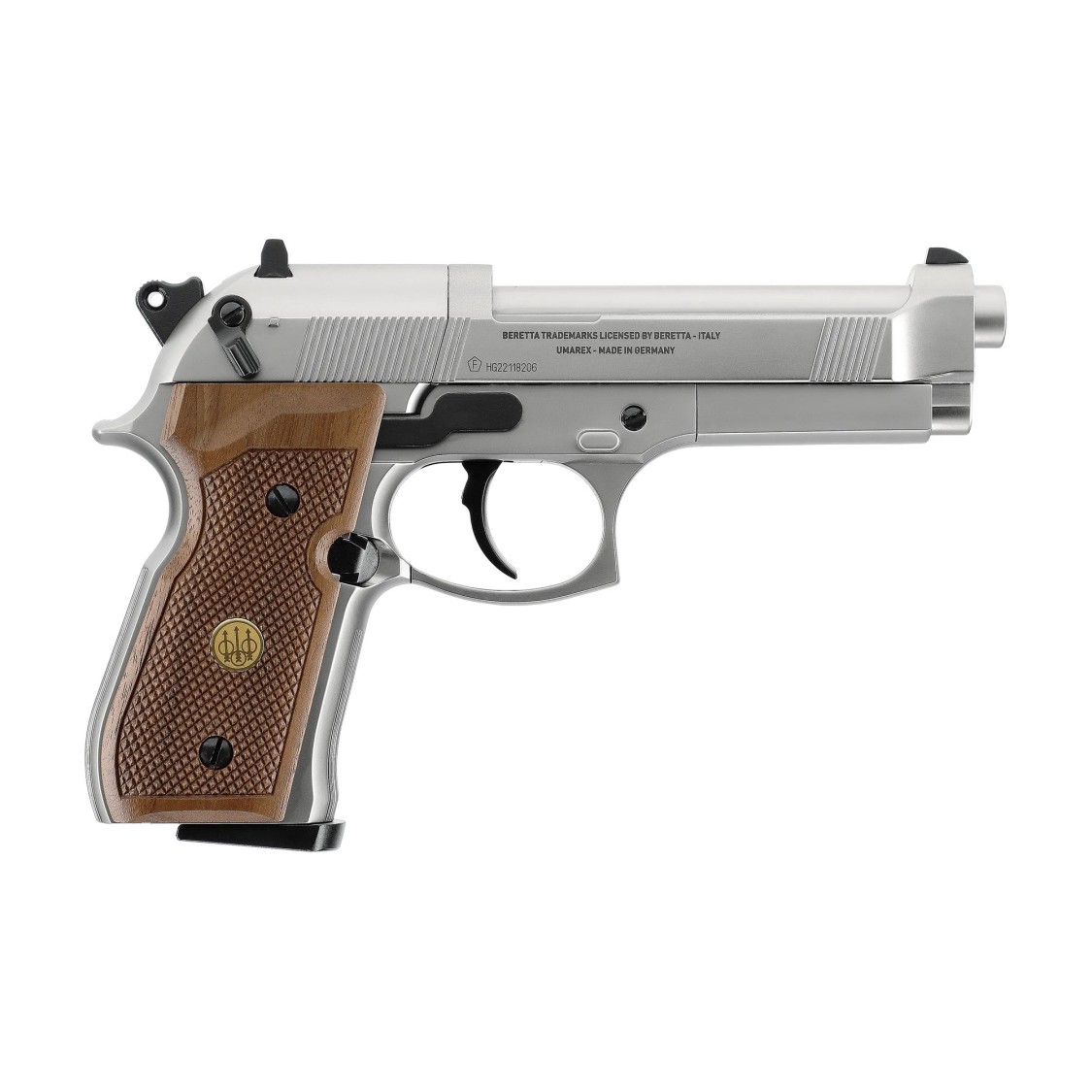 Umarex Beretta M92 FS Nickel with Wooden Grips .177 Cal - Image 2