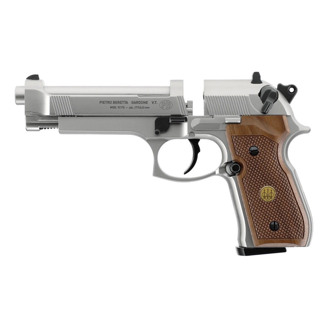 Umarex Beretta M92 FS Nickel with Wooden Grips .177 Cal - Image 4
